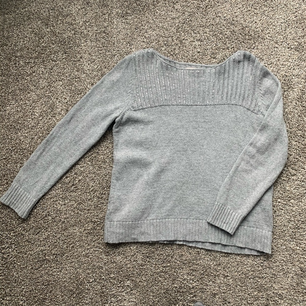 LOFT Stiched Yoke Sweater with Sequin Detail